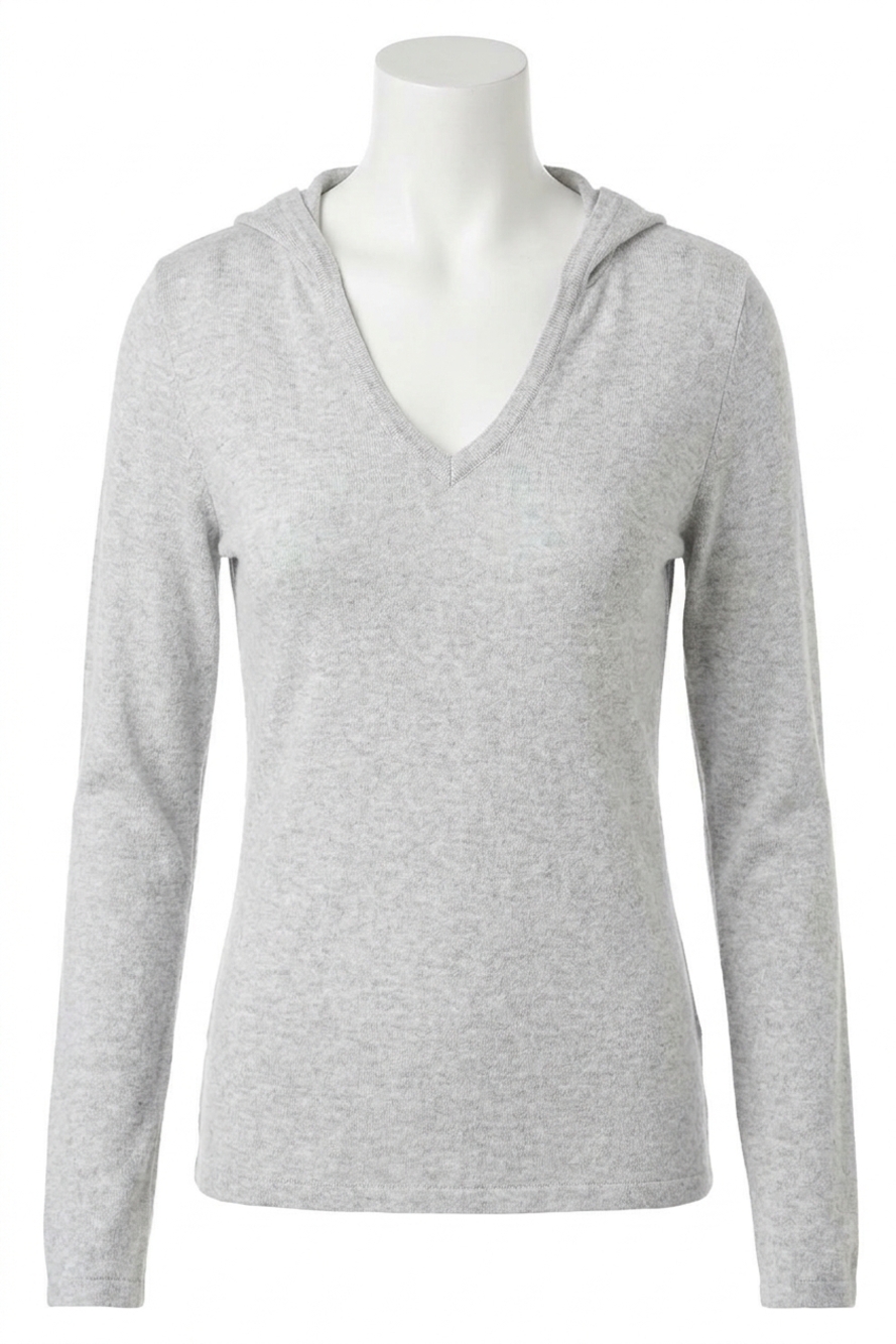 NEW ANGEL hooded v-neck top in gray